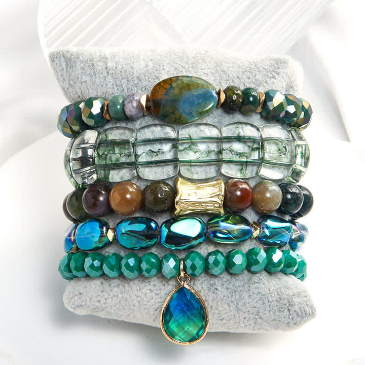 Olivenorma 5-layer Beaded Water Drop Pendant Bracelet Set - image 6