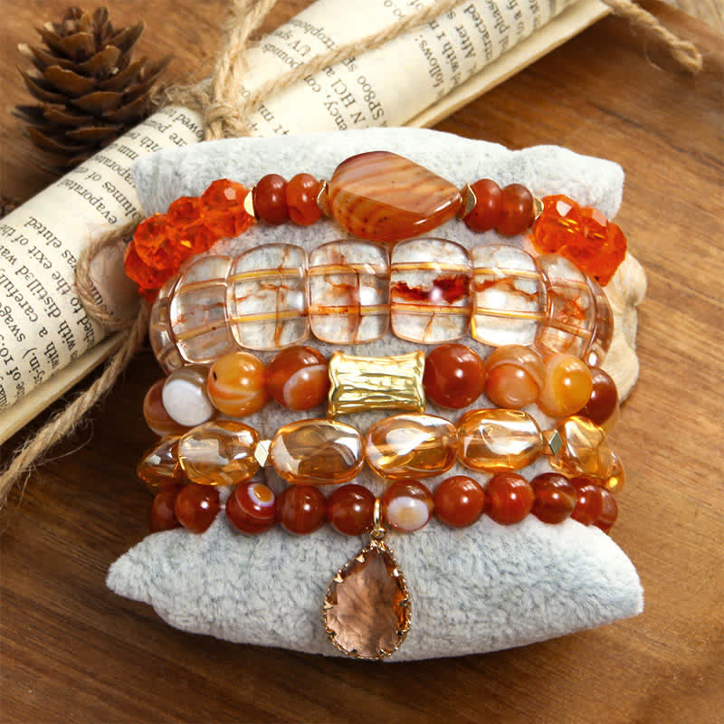 Olivenorma 5-layer Beaded Water Drop Pendant Bracelet Set - image 9