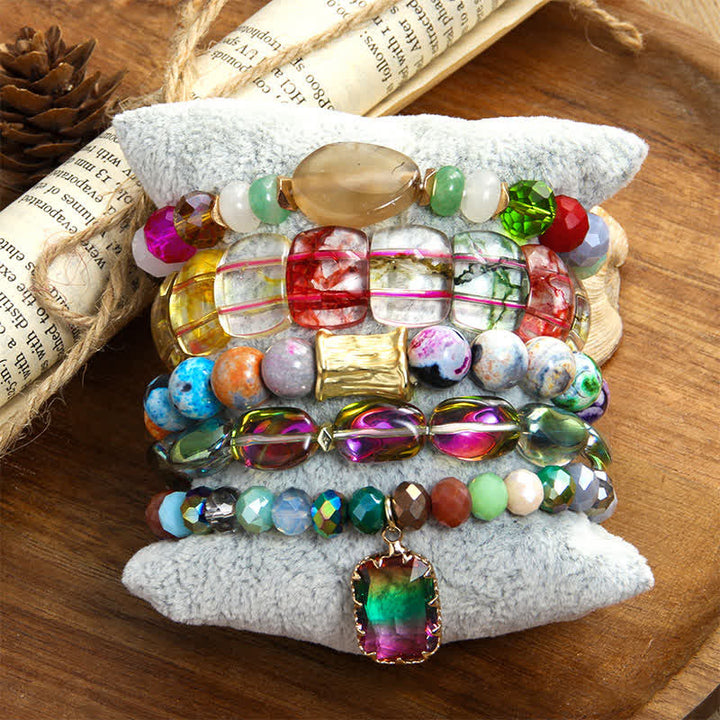 Olivenorma 5-layer Beaded Water Drop Pendant Bracelet Set - image 13