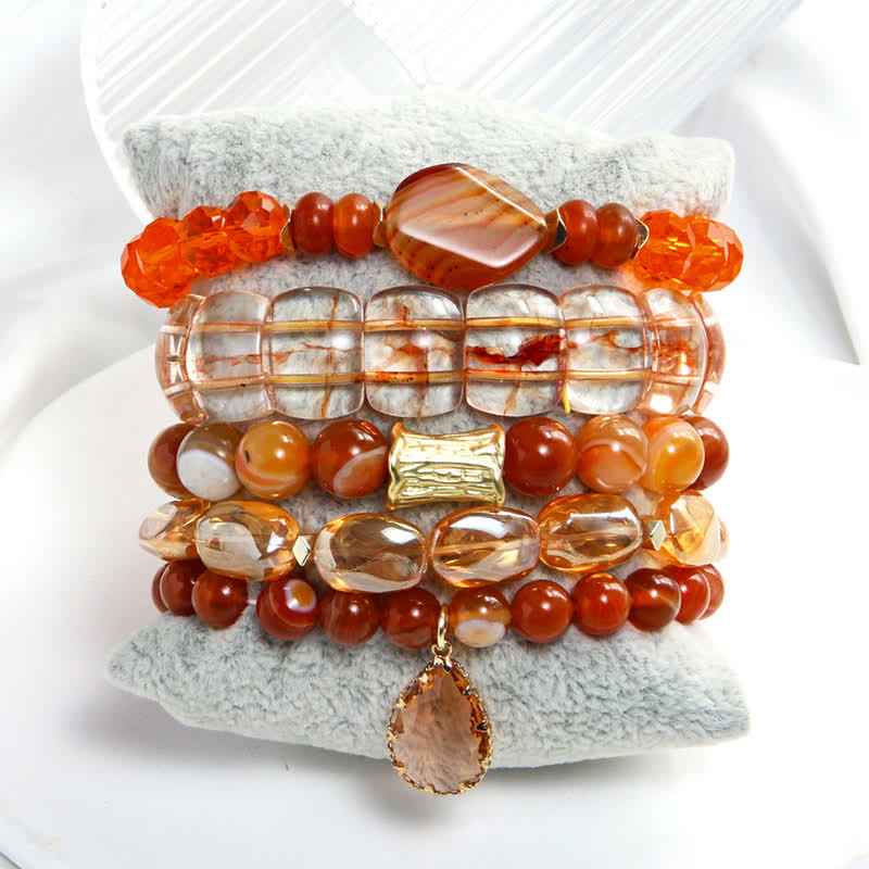 Olivenorma 5-layer Beaded Water Drop Pendant Bracelet Set - image 10