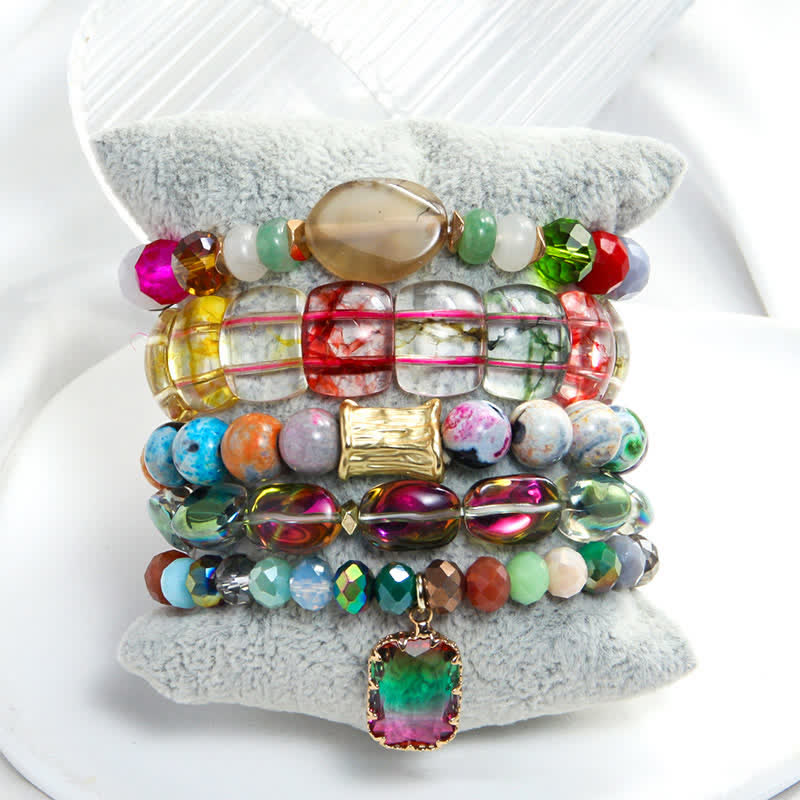 Olivenorma 5-layer Beaded Water Drop Pendant Bracelet Set - image 14