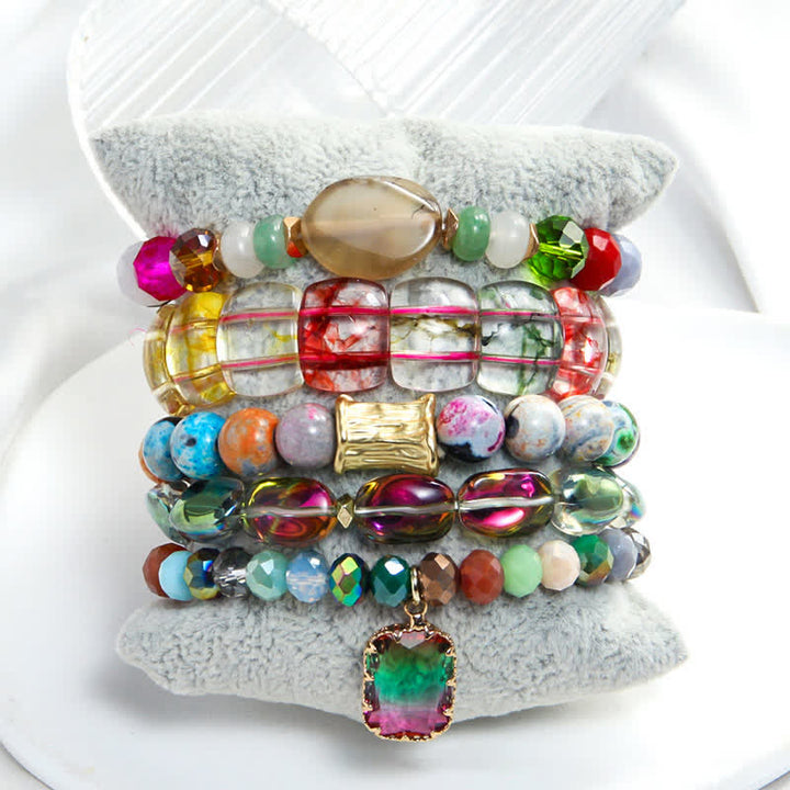 Olivenorma 5-layer Beaded Water Drop Pendant Bracelet Set - image 14