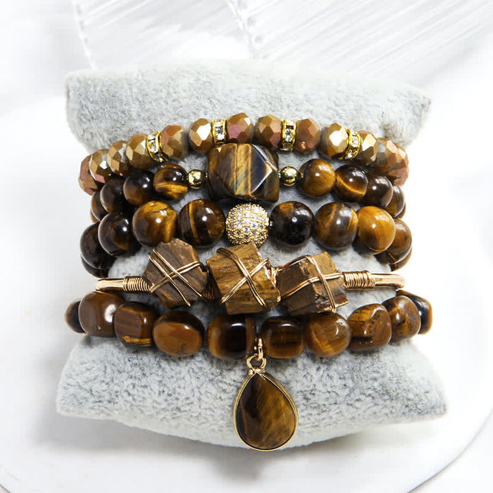 Olivenorma Tiger Eye 5-layer Beaded Bracelet Set - image 1