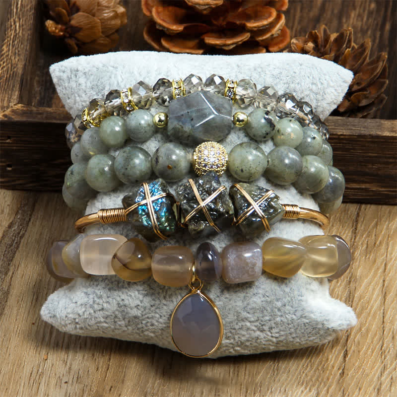 Olivenorma Tiger Eye 5-layer Beaded Bracelet Set - Blue Turquoise - image 10