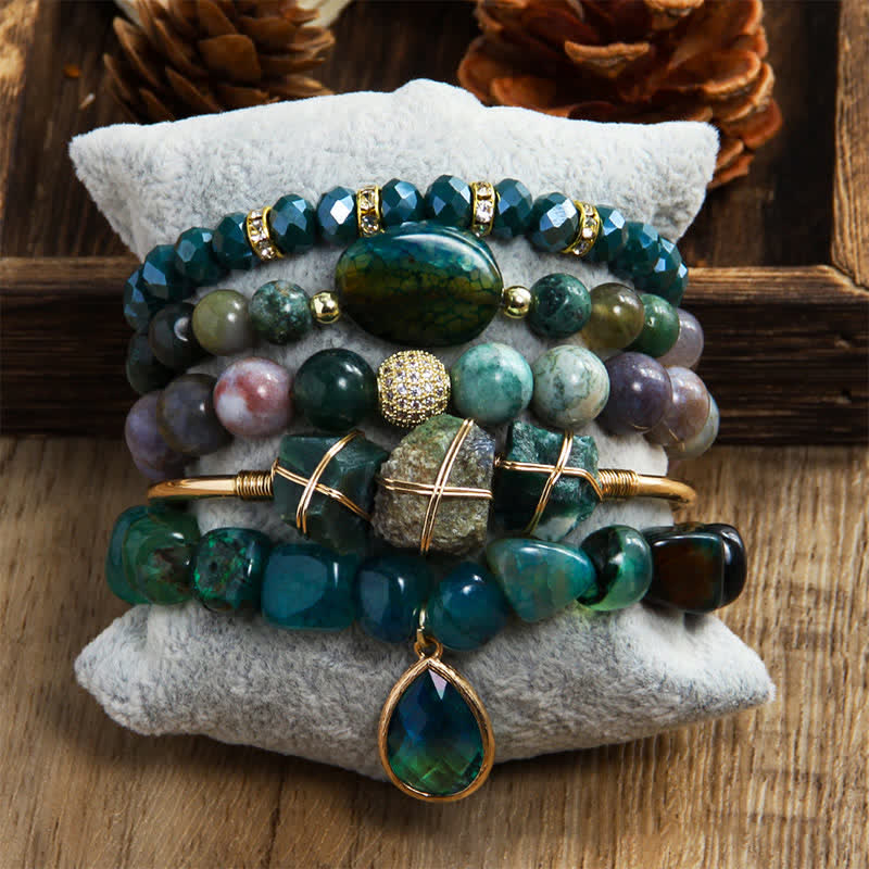 Olivenorma Tiger Eye 5-layer Beaded Bracelet Set - Labradorite - image 7