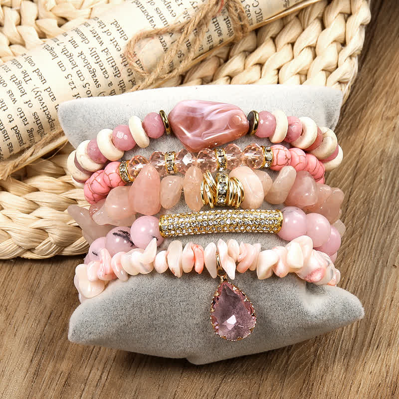 Olivenorma 5-layer Crystal Beaded Metal Accessories Bracelet Set - image 13