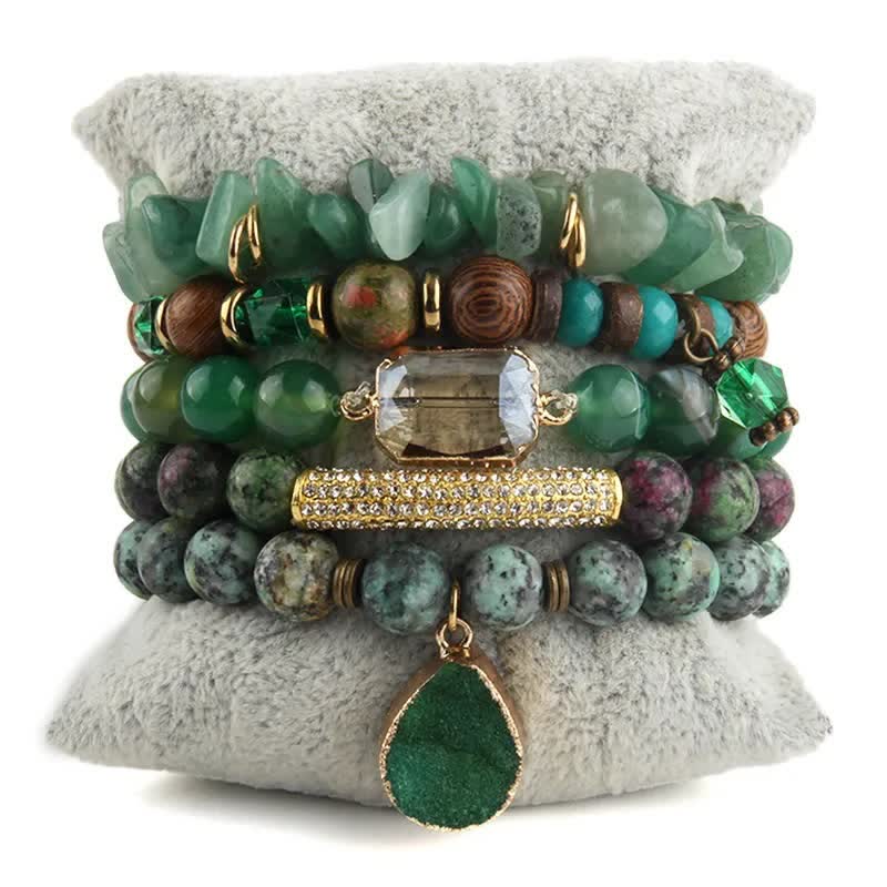 Olivenorma Green Aventurine Beads Metal Accessories Bracelet Set - image 1