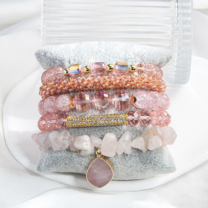 Olivenorma Freshwater Pearl Pendant 5-layer Beaded Bracelet Set - image 7