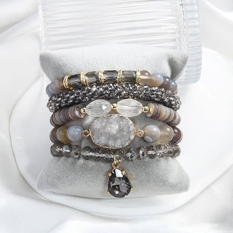 Olivenorma Freshwater Pearl Pendant 5-layer Beaded Bracelet Set - image 11