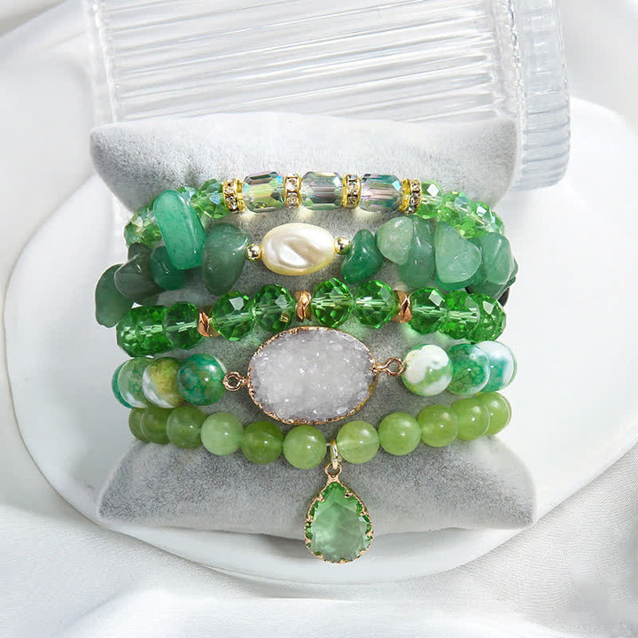 Olivenorma Freshwater Pearl Pendant 5-layer Beaded Bracelet Set - image 2