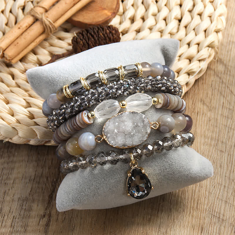 Olivenorma Freshwater Pearl Pendant 5-layer Beaded Bracelet Set - image 10