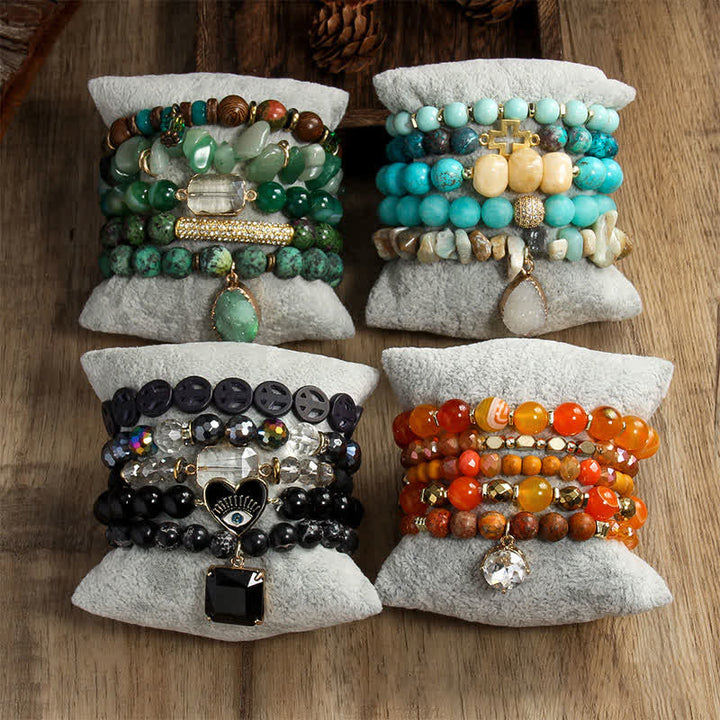 Olivenorma Evil Eye Pendant 5 Layer Beaded Bracelet Set - image 19