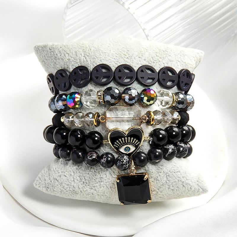 Olivenorma Evil Eye Pendant 5 Layer Beaded Bracelet Set - image 12