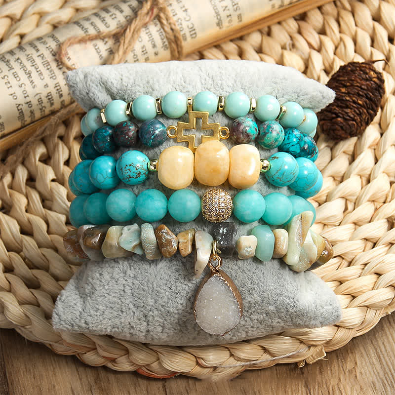 Olivenorma Evil Eye Pendant 5 Layer Beaded Bracelet Set - image 6