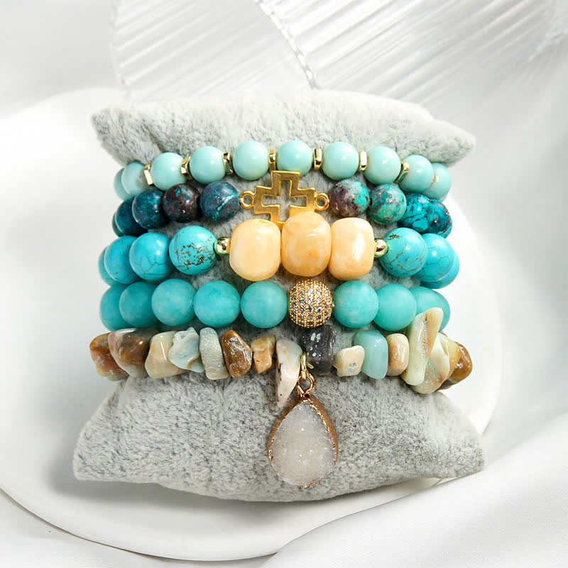 Olivenorma Evil Eye Pendant 5 Layer Beaded Bracelet Set - image 7