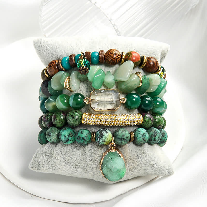 Olivenorma Evil Eye Pendant 5 Layer Beaded Bracelet Set - image 2