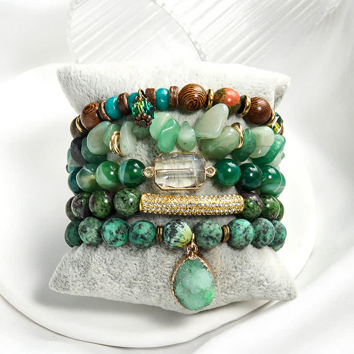 Olivenorma Evil Eye Pendant 5 Layer Beaded Bracelet Set - image 2