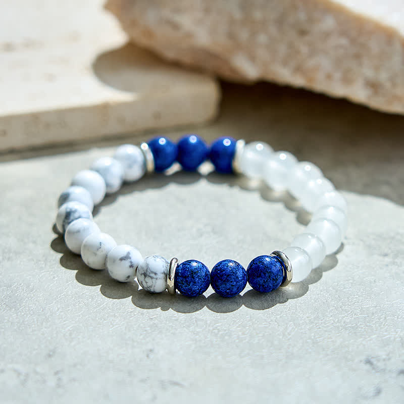 Olivenorma Clear Crystal Lapis Lazuli Beaded Bracelet - image 2