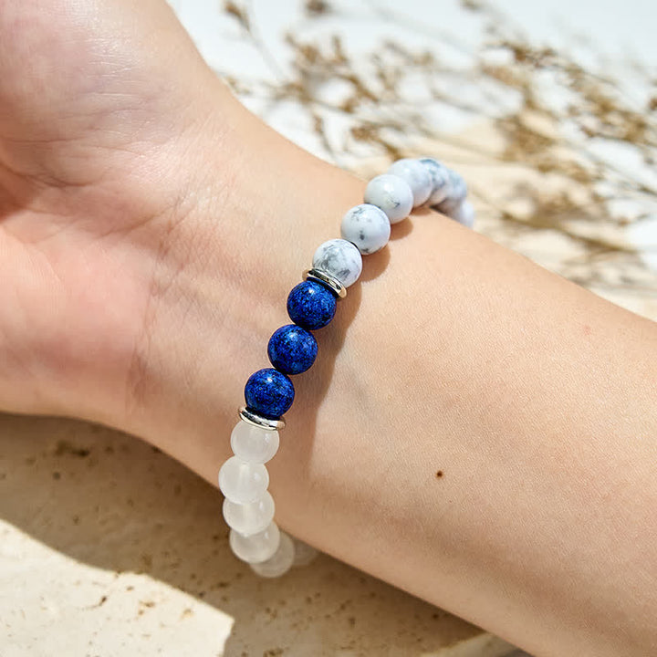 Olivenorma Clear Crystal Lapis Lazuli Beaded Bracelet - image 1