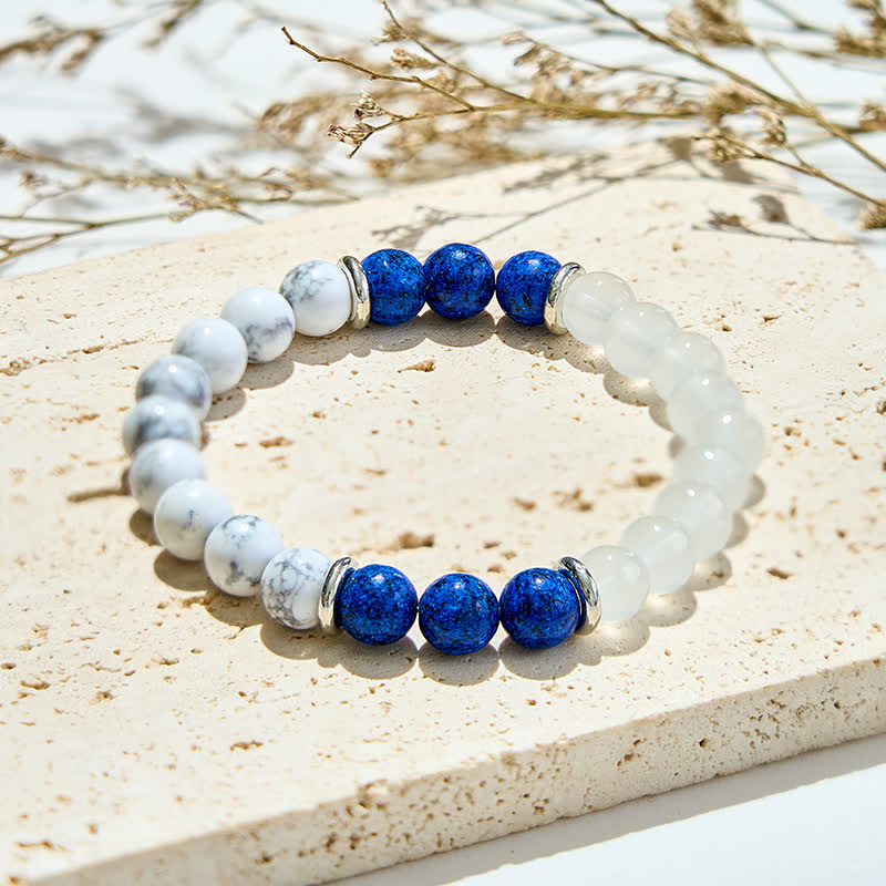 Olivenorma Clear Crystal Lapis Lazuli Beaded Bracelet - Natural Stone - image 0