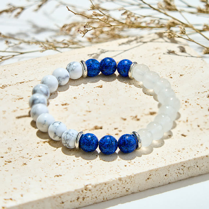 Olivenorma Clear Crystal Lapis Lazuli Beaded Bracelet - Natural Stone - image 0