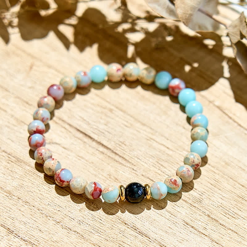 Olivenorma Natural Agalmatolite Obsidian Beads Bracelet - image 3