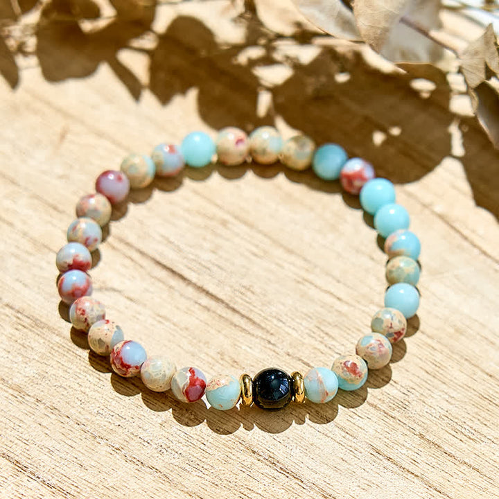 Olivenorma Natural Agalmatolite Obsidian Beads Bracelet - image 3