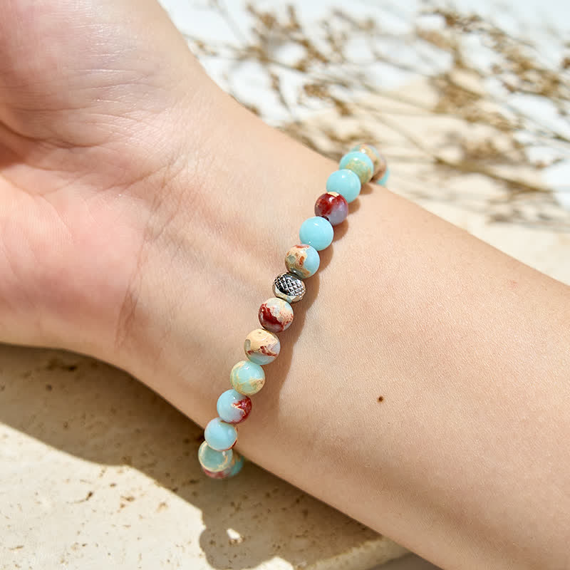 Olivenorma Natural Agalmatolite Strawberry Quartz Beads Bracelet - image 1