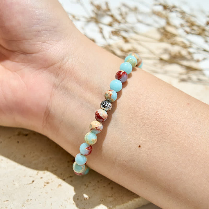 Olivenorma Natural Agalmatolite Strawberry Quartz Beads Bracelet - image 1