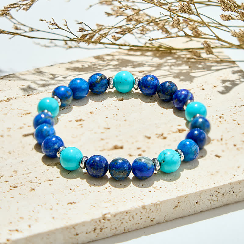 Olivenorma Natural Turquoise Lapis Lazuli Beads Bracelet - image 2
