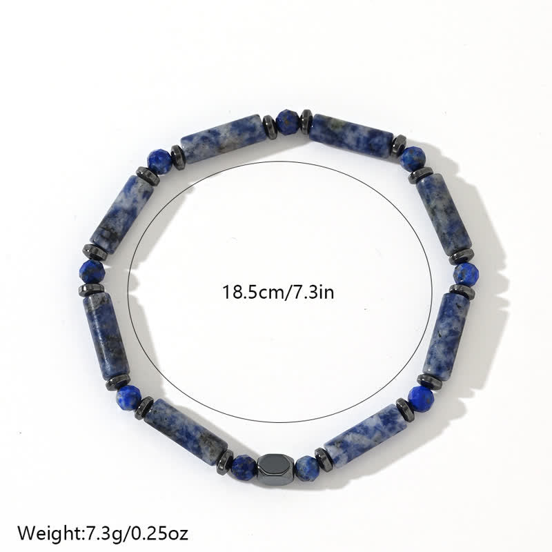 Olivenorma Natural Hematite Strip Blue Sodalite Beads Bracelet - image 3