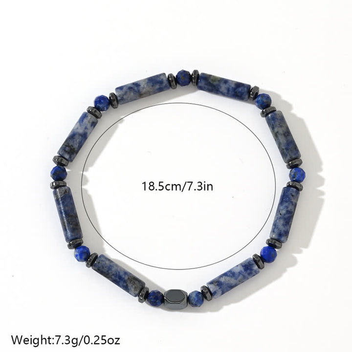 Olivenorma Natural Hematite Strip Blue Sodalite Beads Bracelet - image 3