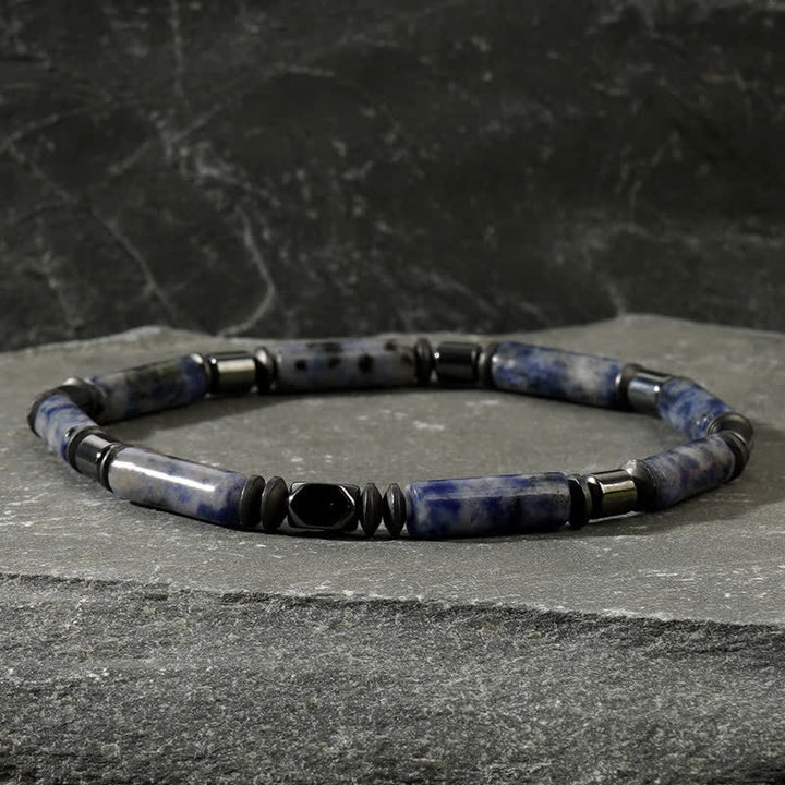 Olivenorma Natural Hematite Blue Spot Jasper Beads Bracelet - Hematite & Blue Spot Jasper - image 0