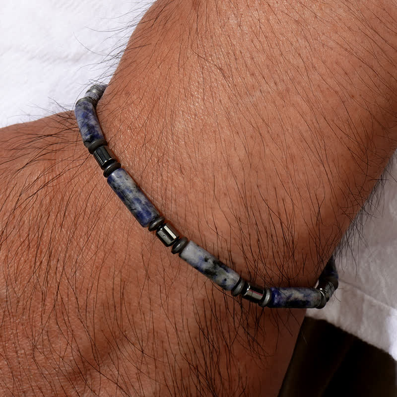 Olivenorma Natural Hematite Blue Spot Jasper Beads Bracelet - image 1