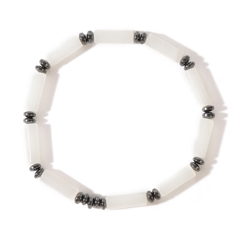 Olivenorma Long Strip Clear Crysta Picture Jasper Bead Bracelet - Clear Crystal - image 1