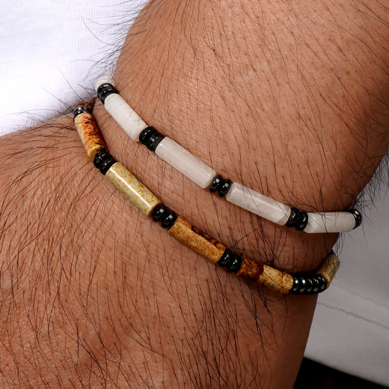 Olivenorma Long Strip Clear Crysta Picture Jasper Bead Bracelet - image 6