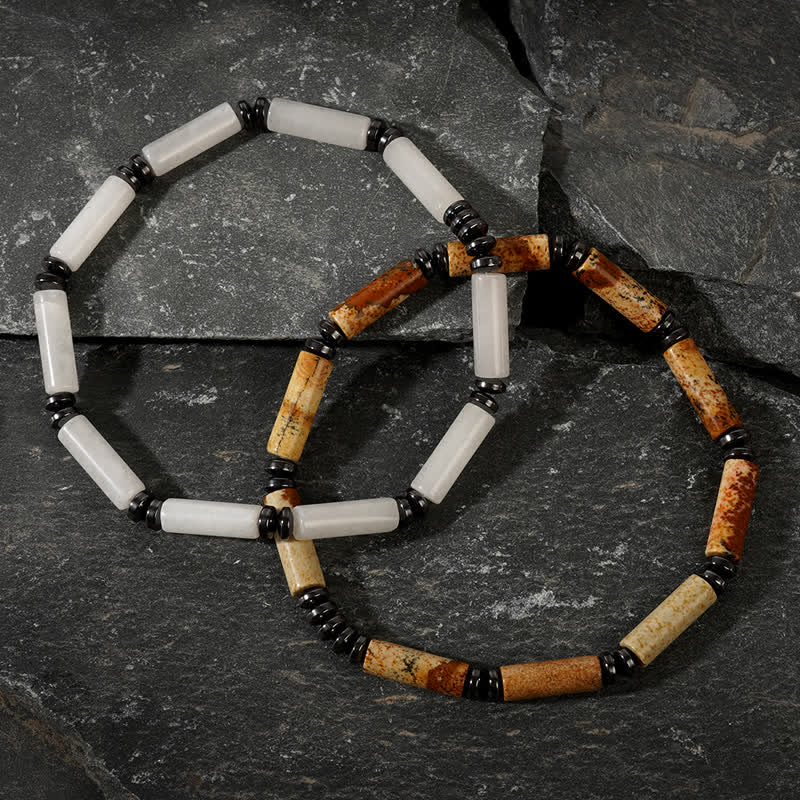 Olivenorma Long Strip Clear Crysta Picture Jasper Bead Bracelet - image 0