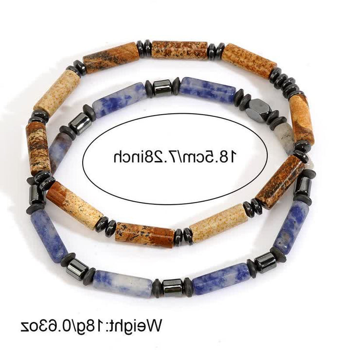 Olivenorma Strip Picture Jasper & Blue Spot Jasper Bracelet Set - image 5