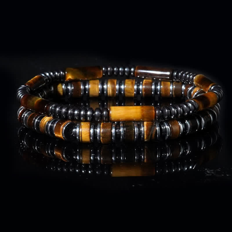 Olivenorma Natural Hematite Tiger Eye Beads 2-Piece Bracelet - image 2