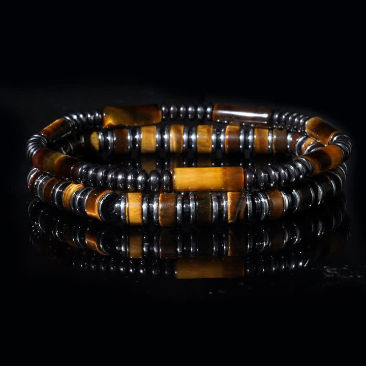 Olivenorma Natural Hematite Tiger Eye Beads 2-Piece Bracelet - image 2