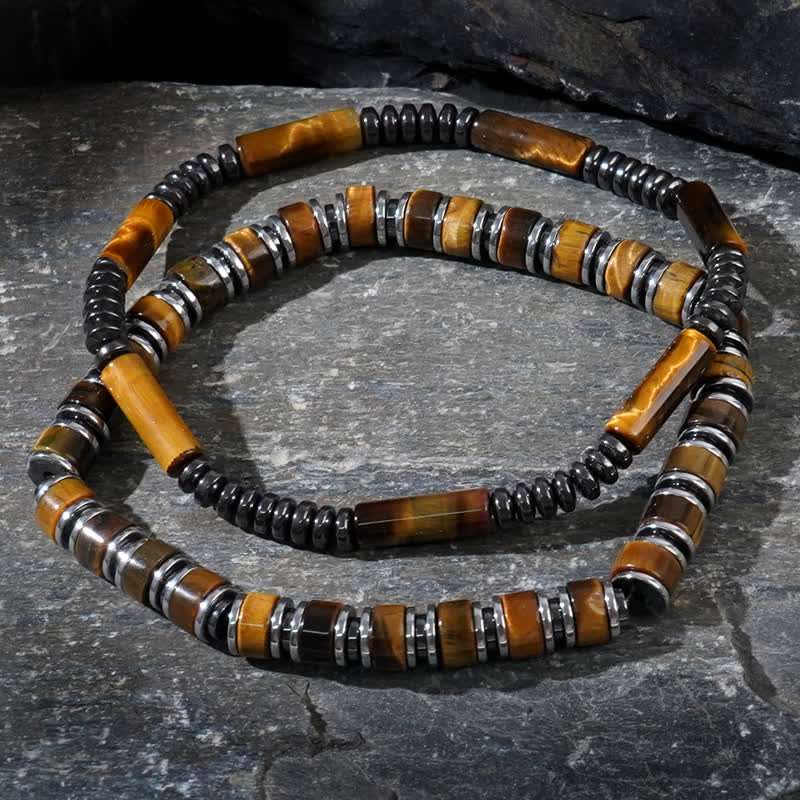 Olivenorma Natural Hematite Tiger Eye Beads 2-Piece Bracelet - Hematite & Tiger Eye - image 0