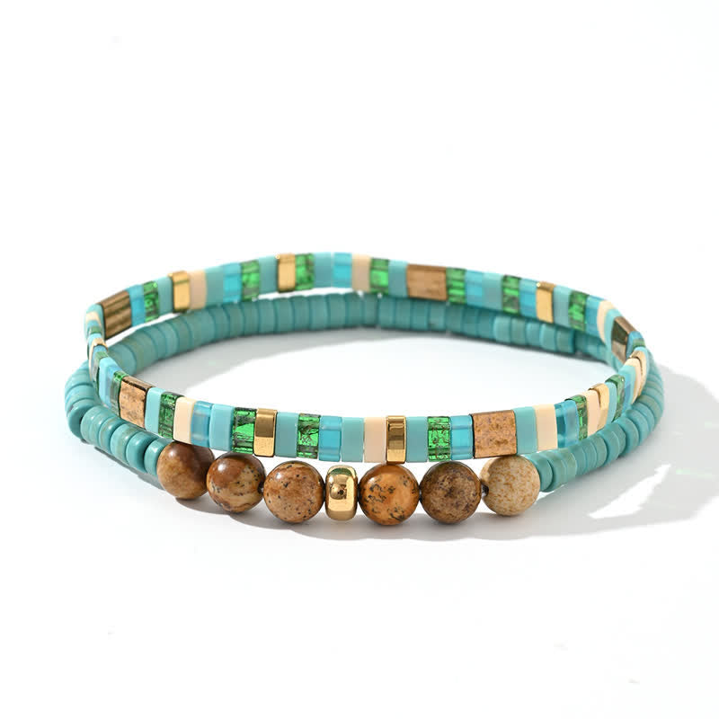 Olivenorma Natural Amazonite Picture Jasper Beads 2-piece Bracelet - image 4