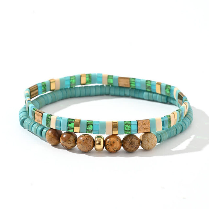 Olivenorma Natural Amazonite Picture Jasper Beads 2-piece Bracelet - image 4