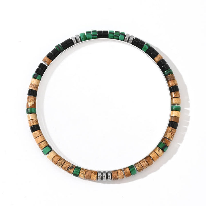 Olivenorma Natural Malachite Hematite Black Onyx Beads Bracelet - Black Onyx & Picture Jasper - image 2
