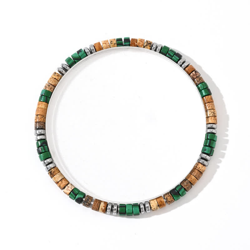 Olivenorma Natural Malachite Hematite Black Onyx Beads Bracelet - Picture Jasper & Malachite - image 3