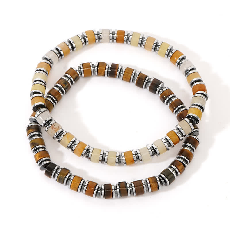 Olivenorma Hematite Tiger Eye Sun Stone Beads Bracelet Set - image 4