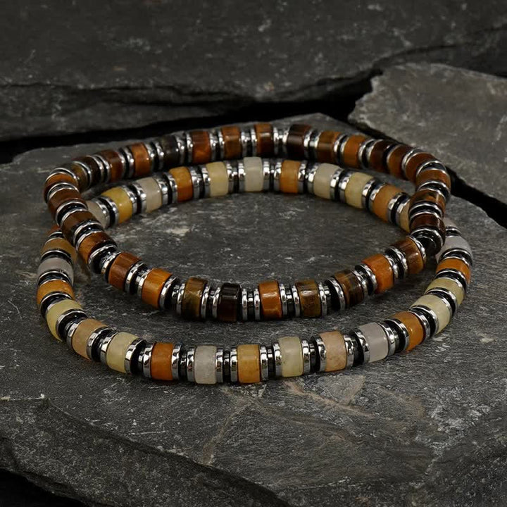 Olivenorma Hematite Tiger Eye Sun Stone Beads Bracelet Set - image 1