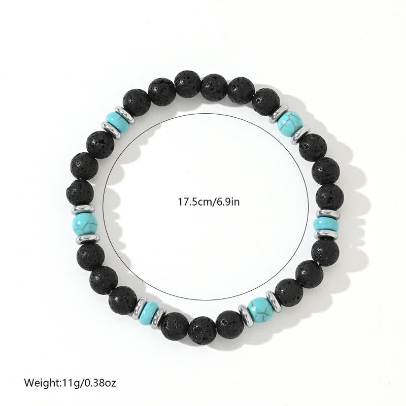 Olivenorma Natural Hematite Lava Stone Turquoise Beads Bracelet - image 9
