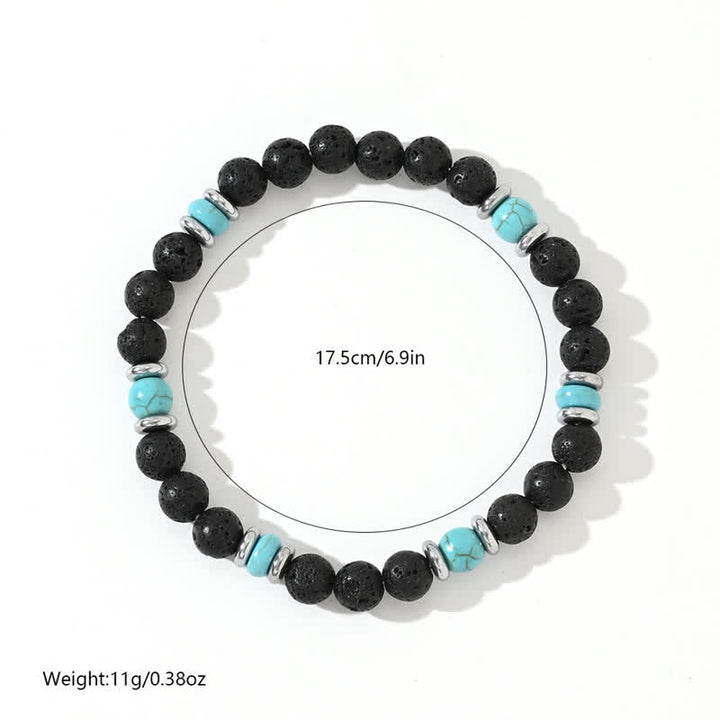 Olivenorma Natural Hematite Lava Stone Turquoise Beads Bracelet - image 9