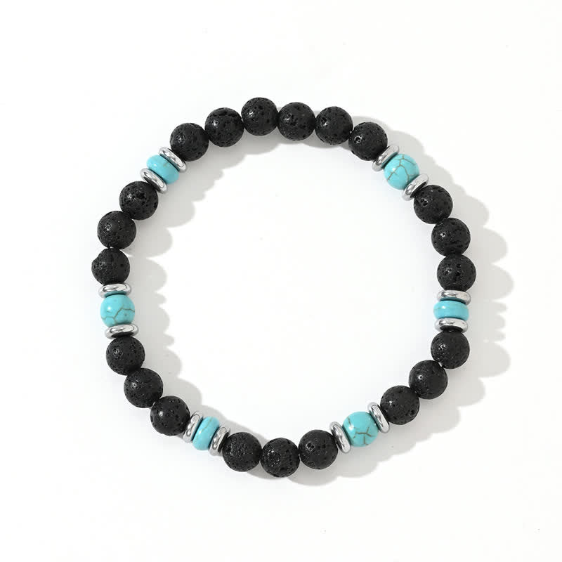 Olivenorma Natural Hematite Lava Stone Turquoise Beads Bracelet - Lava Stone & Turquoise - image 5